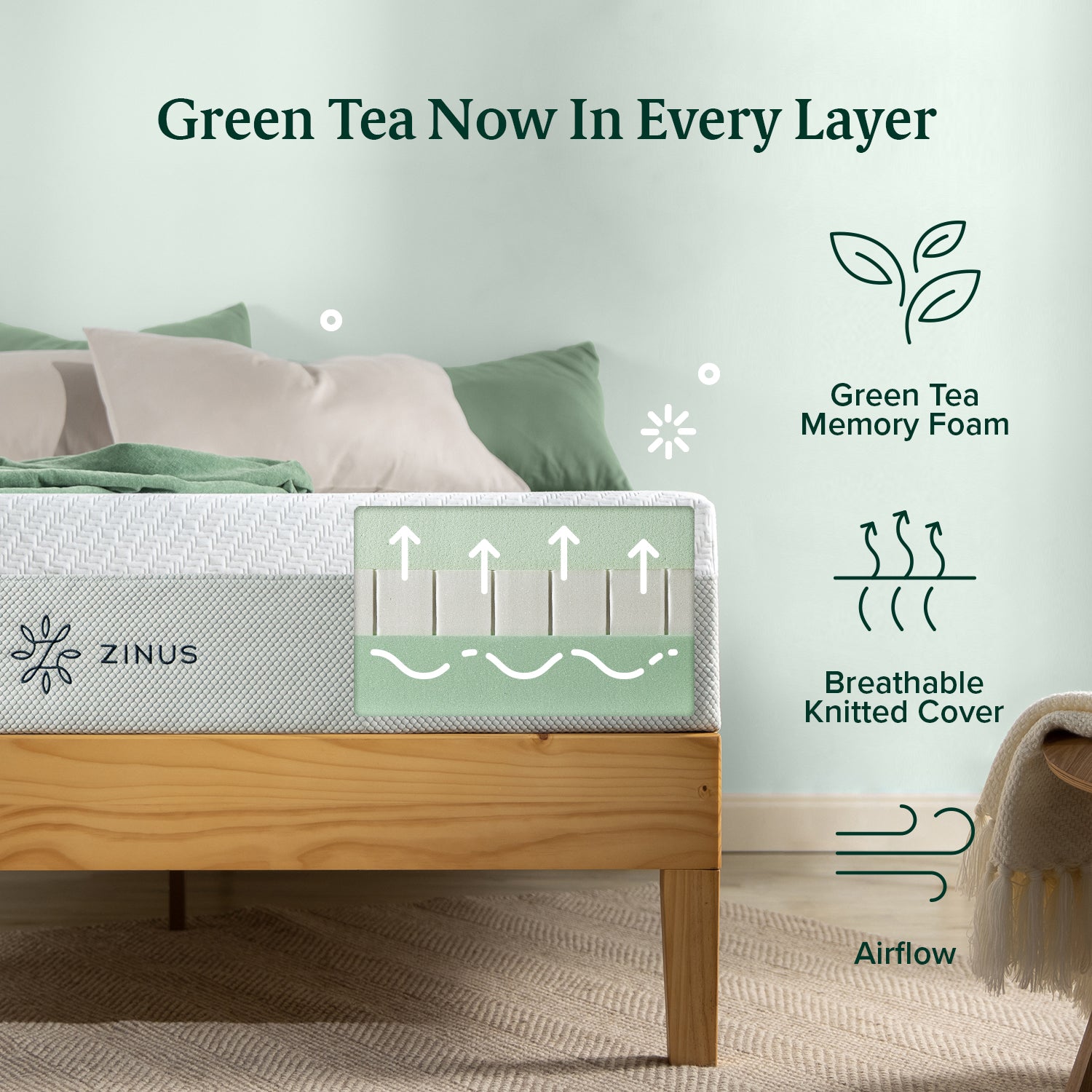 Zinus 10 inch Gel-Infused Green Tea Memory Foam Mattress Full