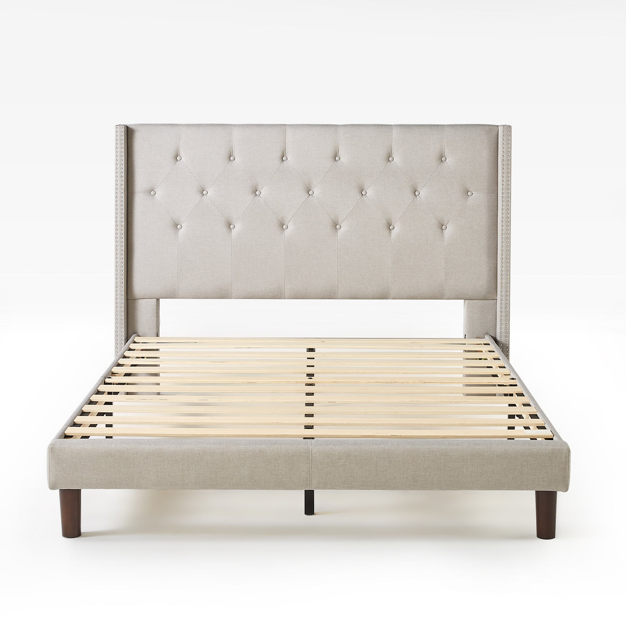 Upholstered wingback platform online bed